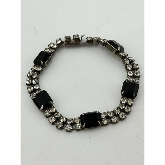Vintage black rhinestone bracelet - Picture 2 of 5